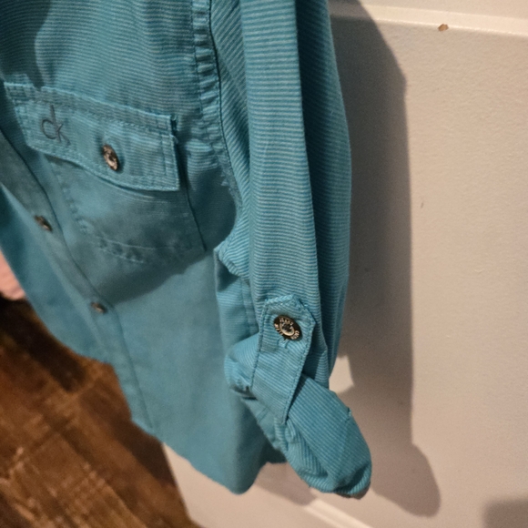 Calvin Klein Jeans Kids Turquoise Dress Shirt - Picture 5 of 5